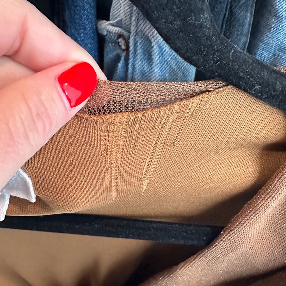 Lelis Rust Brown Plunging V-Neck Long Sleeve Mini Dress Bodycon Trendy Holiday S - Picture 11 of 13